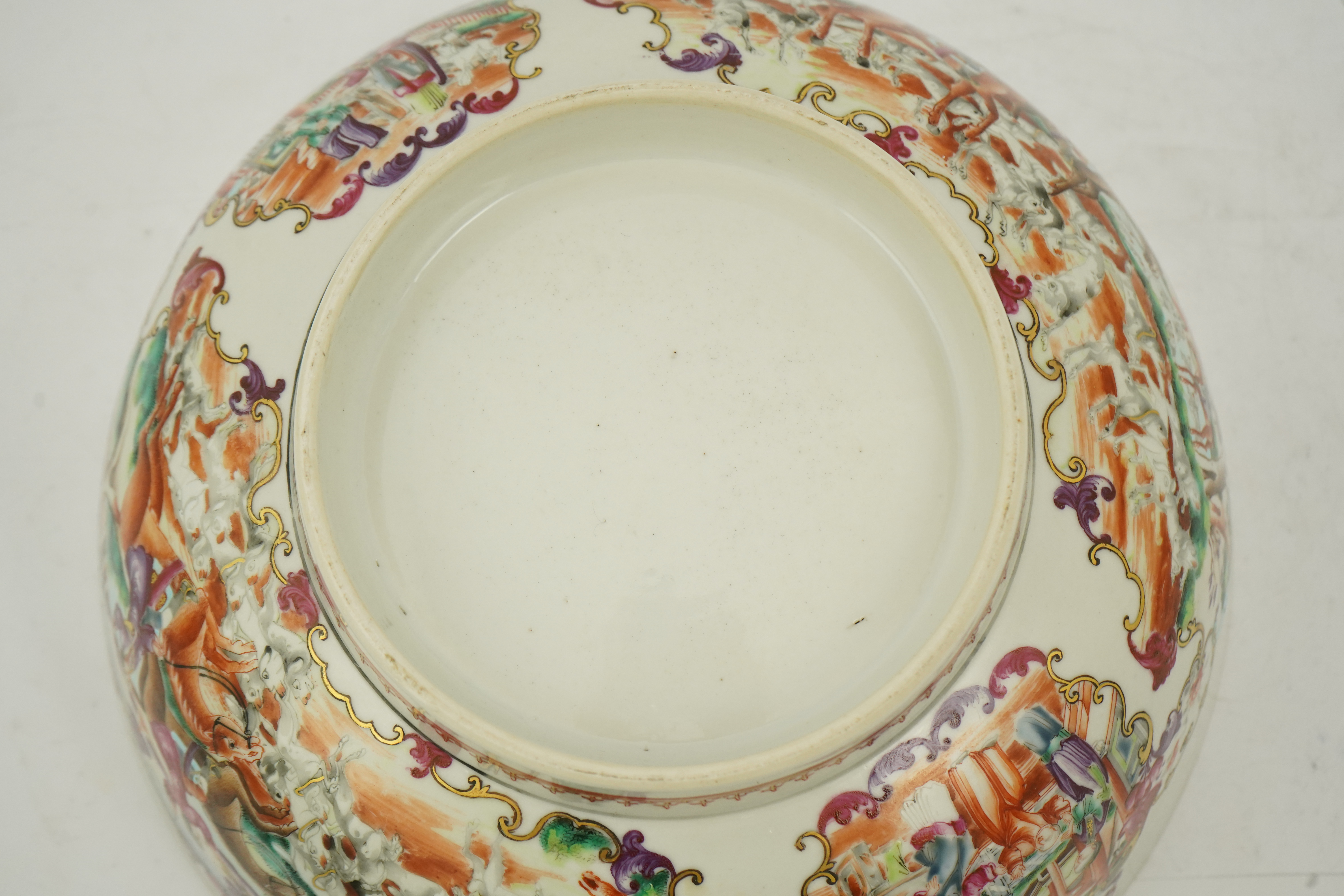 A Chinese export European subject ‘hunting’ punch bowl, Qianlong period